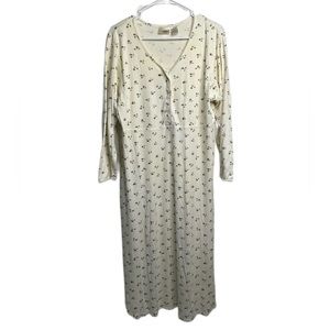 L.L. Bean Night Gown Womens M Reg Floral Pajama Dress Ladies Casual Nightgown